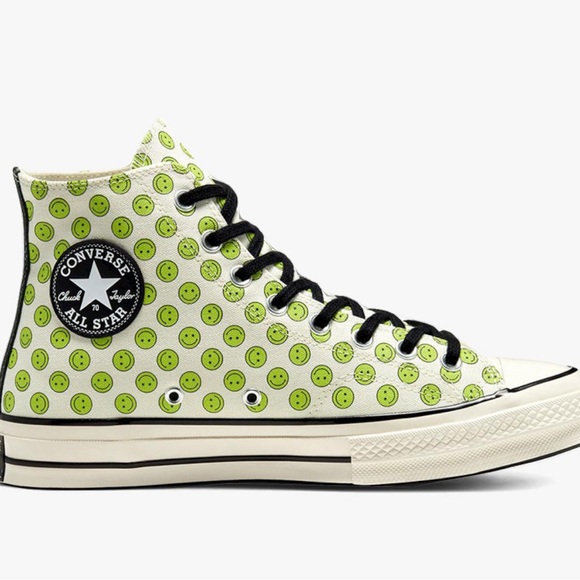 Rare Happy camper Converse smiley face egret lemongrass / size 6 - Picture 10 of 10